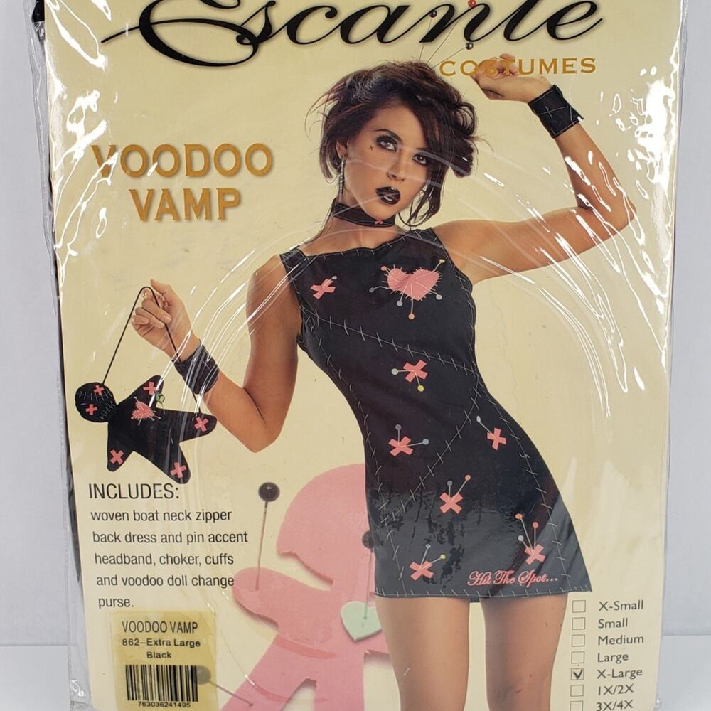 Voodoo Vamp Halloween Costume by Escante Goth Cosplay XL 5 Pc Set New Old Stock